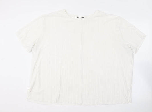 Primark Womens White  Polyester Basic T-Shirt Size XL Round Neck