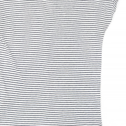 F&F Womens Blue Striped Polyester Basic T-Shirt Size 6 V-Neck