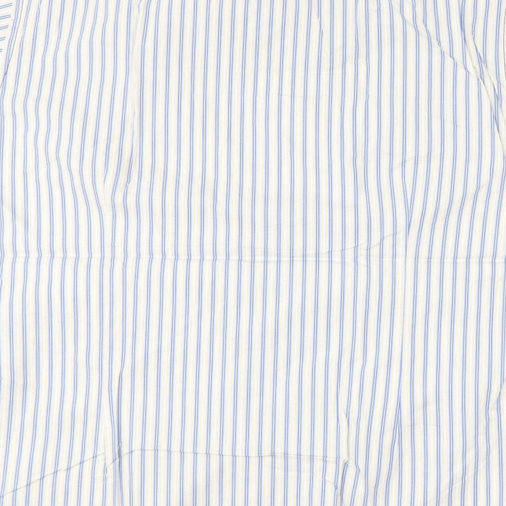Remus Uomo Mens Blue Striped Cotton  Button-Up Size XL Collared
