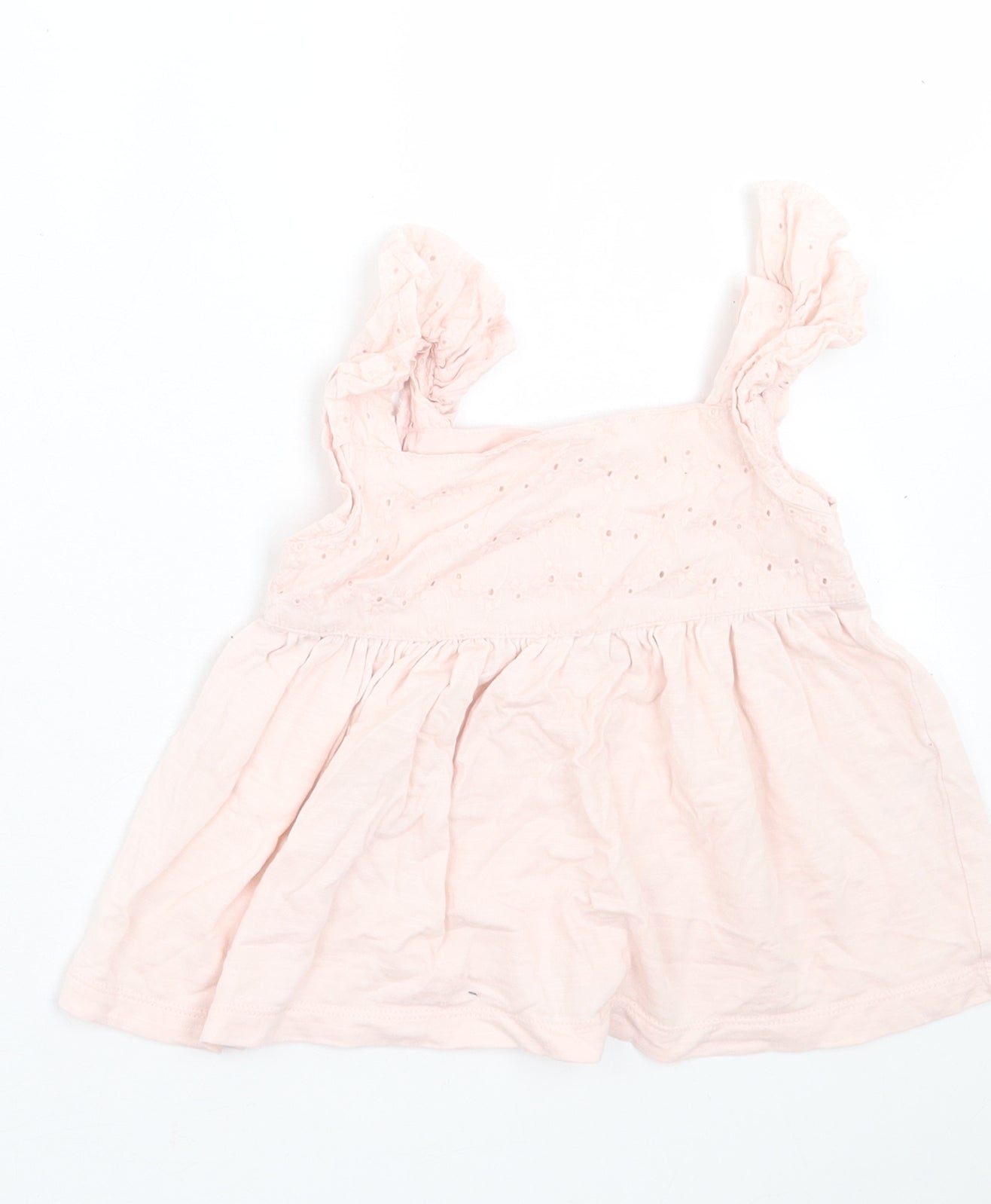 George Girls Pink Floral Cotton A-Line  Size 2-3 Years  Square Neck Button
