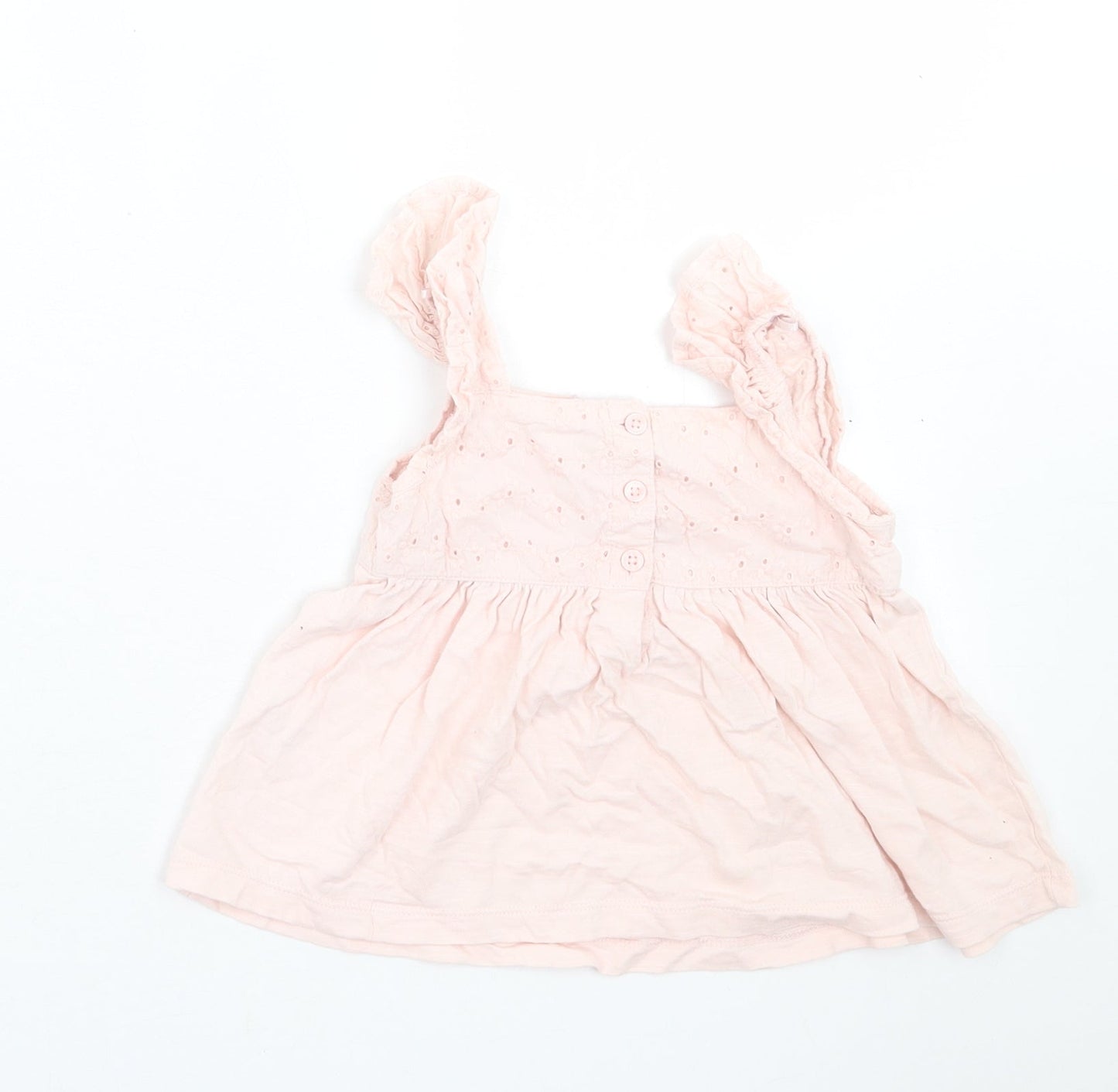 George Girls Pink Floral Cotton A-Line  Size 2-3 Years  Square Neck Button