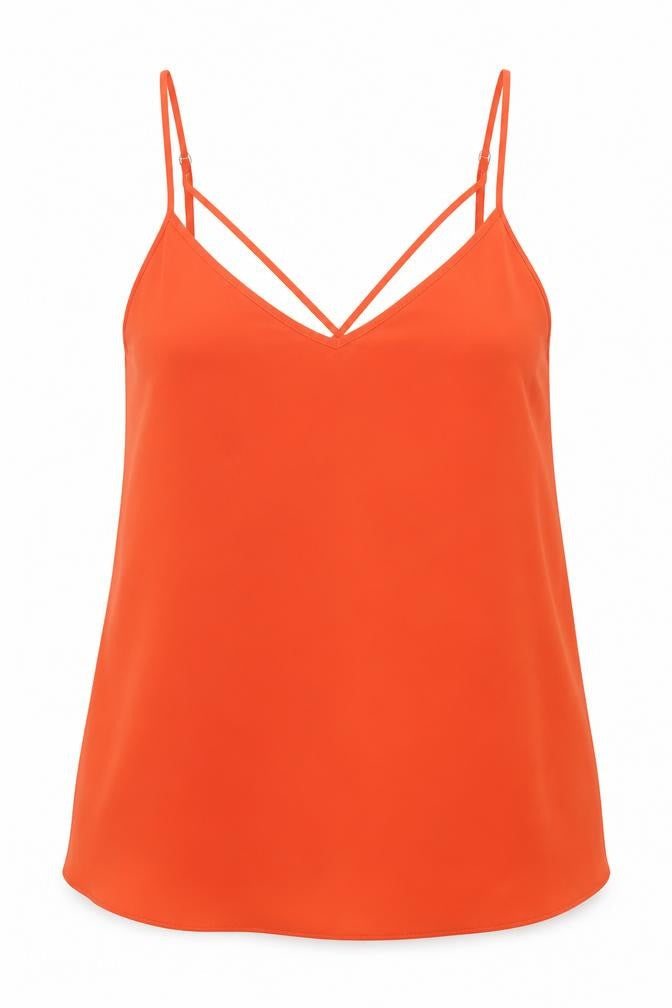 Womens UK Size 10 River Island Orange Basic Tank