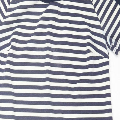 Atmosphere Womens Blue Striped Polyester A-Line  Size 8  Crew Neck Zip