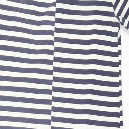 Atmosphere Womens Blue Striped Polyester A-Line  Size 8  Crew Neck Zip
