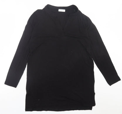 Papaya Womens Black  Viscose Tunic T-Shirt Size S V-Neck