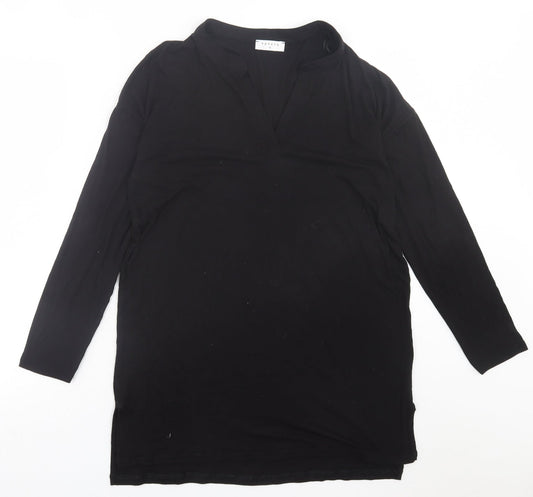 Papaya Womens Black  Viscose Tunic T-Shirt Size S V-Neck