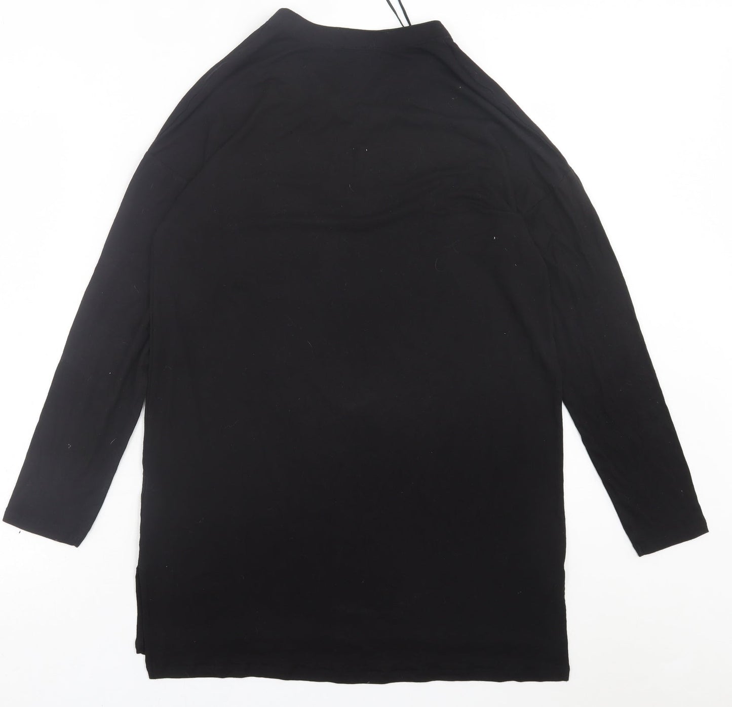 Papaya Womens Black  Viscose Tunic T-Shirt Size S V-Neck