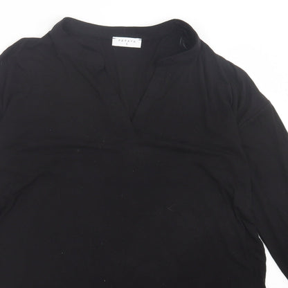 Papaya Womens Black  Viscose Tunic T-Shirt Size S V-Neck