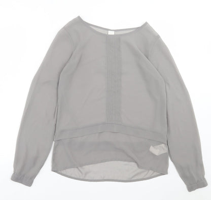 VILA Womens Grey  Polyester Basic Blouse Size S Crew Neck