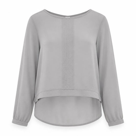 VILA Womens Grey  Polyester Basic Blouse Size S Crew Neck