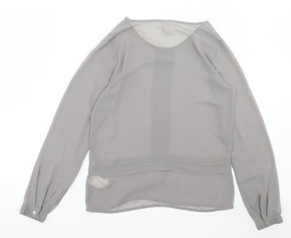 VILA Womens Grey  Polyester Basic Blouse Size S Crew Neck
