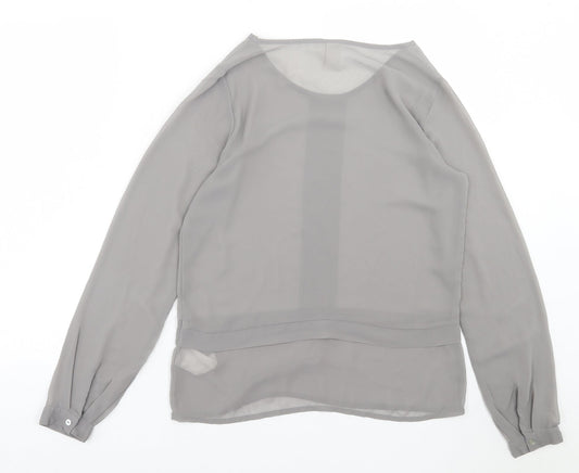 VILA Womens Grey  Polyester Basic Blouse Size S Crew Neck