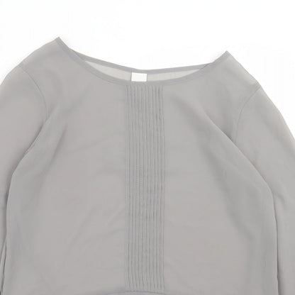 VILA Womens Grey  Polyester Basic Blouse Size S Crew Neck