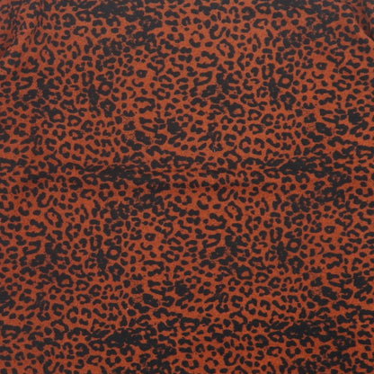 Text. Womens Orange Animal Print Polyester Basic T-Shirt Size L Crew Neck