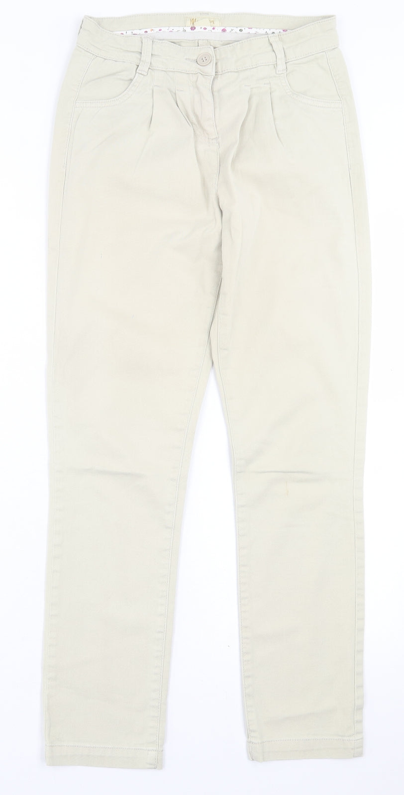 Monsoon Womens Beige  Cotton Straight Jeans Size 8 L27 in Regular Button