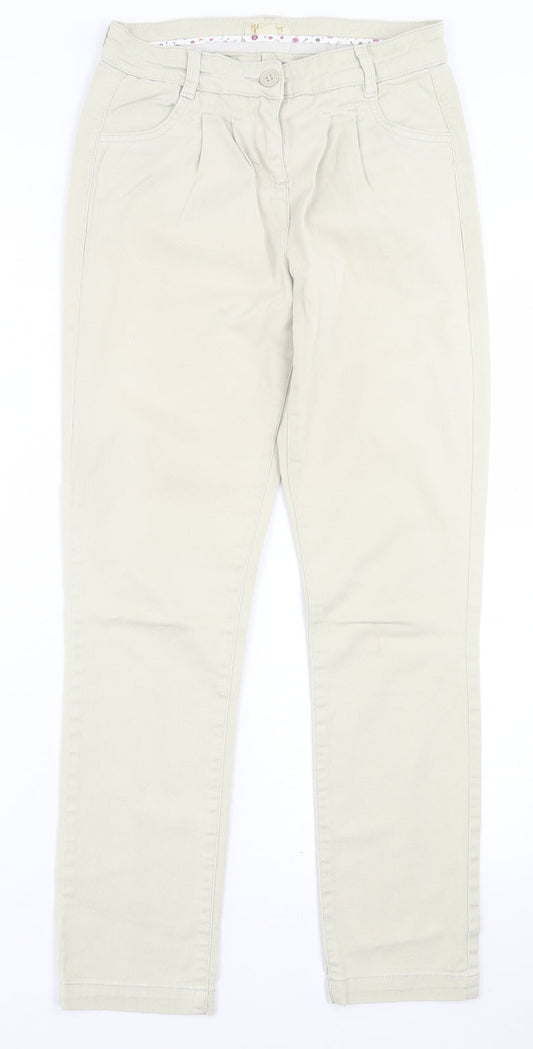 Monsoon Womens Beige  Cotton Straight Jeans Size 8 L27 in Regular Button