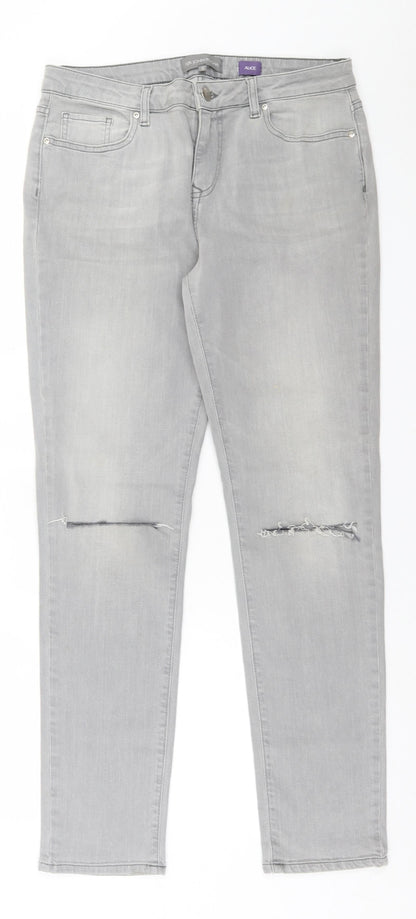 RJR.John Rocha Womens Grey  Cotton Straight Jeans Size 12 L30 in Regular Button