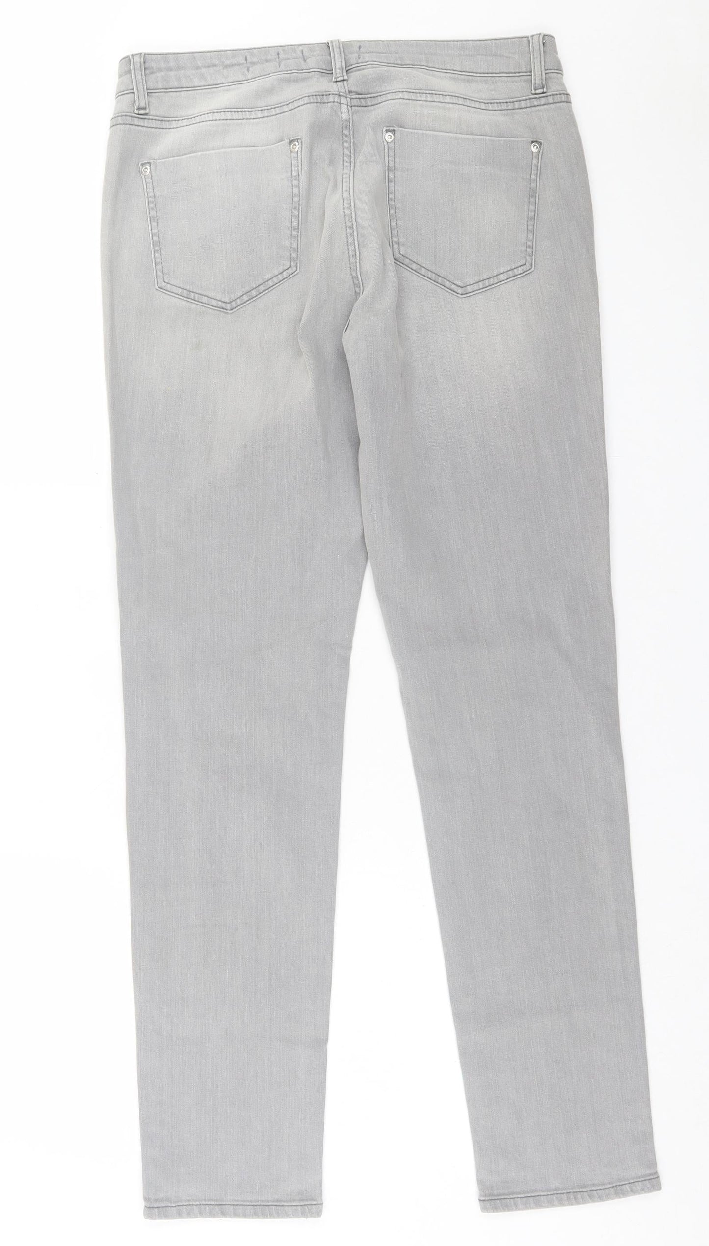 RJR.John Rocha Womens Grey  Cotton Straight Jeans Size 12 L30 in Regular Button