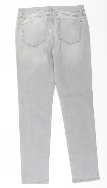 RJR.John Rocha Womens Grey  Cotton Straight Jeans Size 12 L30 in Regular Button