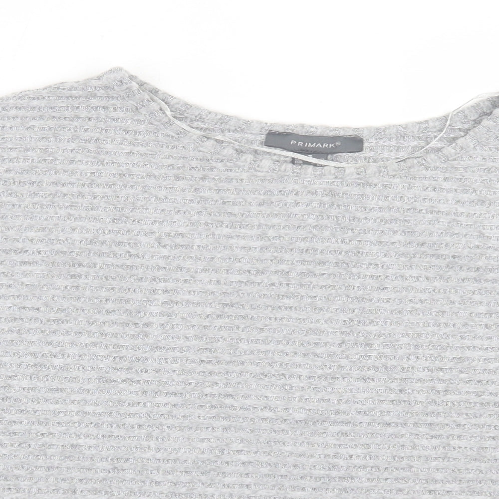 Primark Womens Grey  Polyester Basic T-Shirt Size S Crew Neck