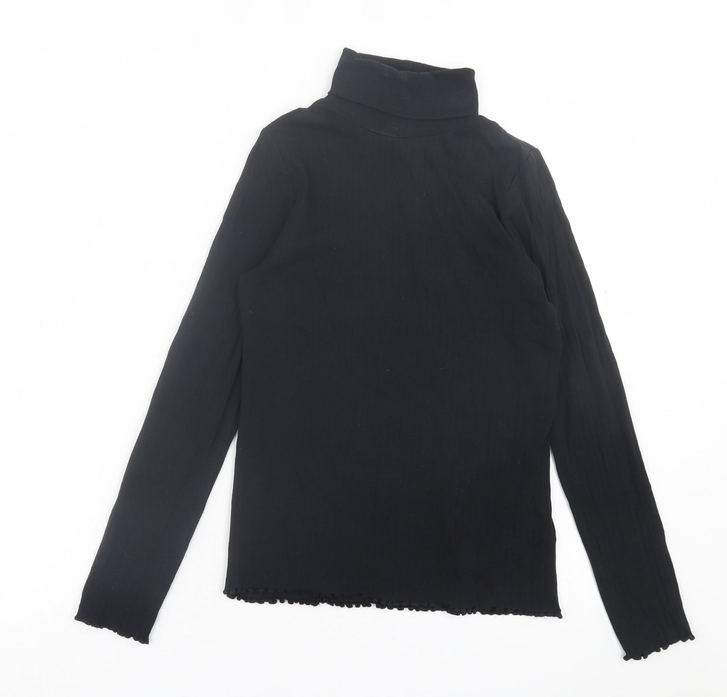 Marks and Spencer Girls Black  Cotton Basic Casual Size 12-13 Years Roll Neck Pullover