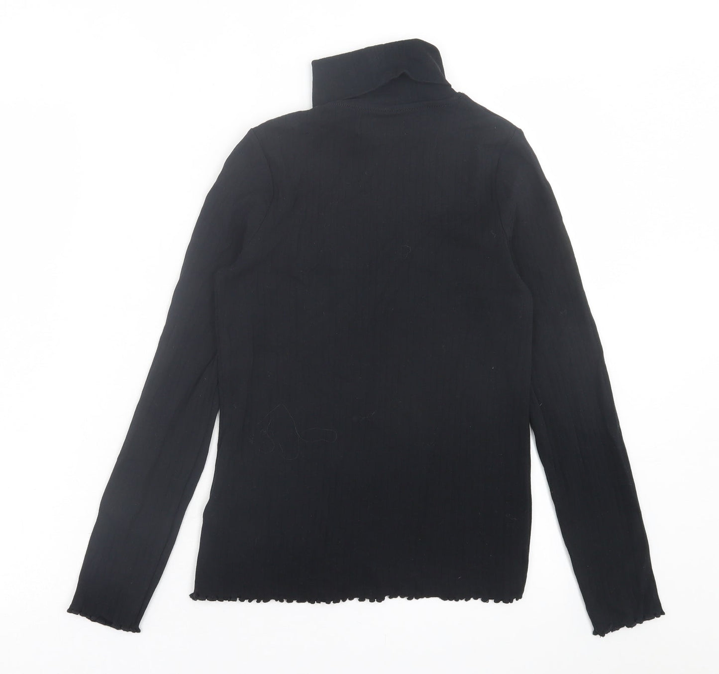 Marks and Spencer Girls Black  Cotton Basic Casual Size 12-13 Years Roll Neck Pullover