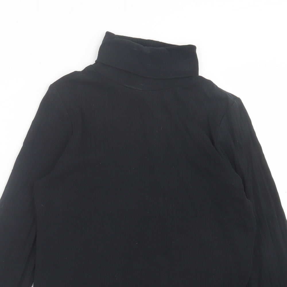 Marks and Spencer Girls Black  Cotton Basic Casual Size 12-13 Years Roll Neck Pullover