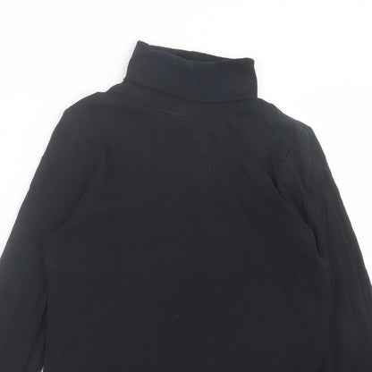 Marks and Spencer Girls Black  Cotton Basic Casual Size 12-13 Years Roll Neck Pullover