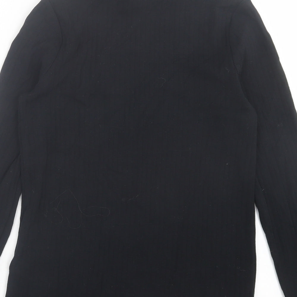 Marks and Spencer Girls Black  Cotton Basic Casual Size 12-13 Years Roll Neck Pullover