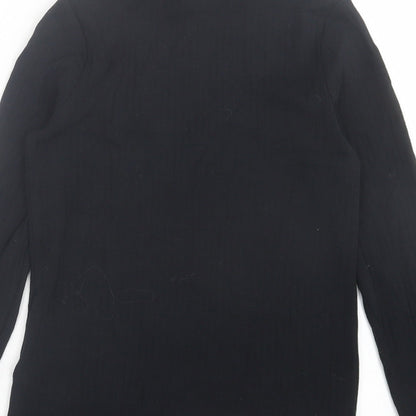 Marks and Spencer Girls Black  Cotton Basic Casual Size 12-13 Years Roll Neck Pullover