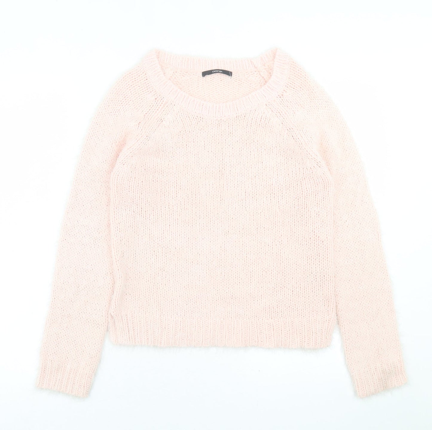 George Womens Pink Crew Neck  Acrylic Pullover Jumper Size 10