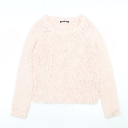 George Womens Pink Crew Neck  Acrylic Pullover Jumper Size 10