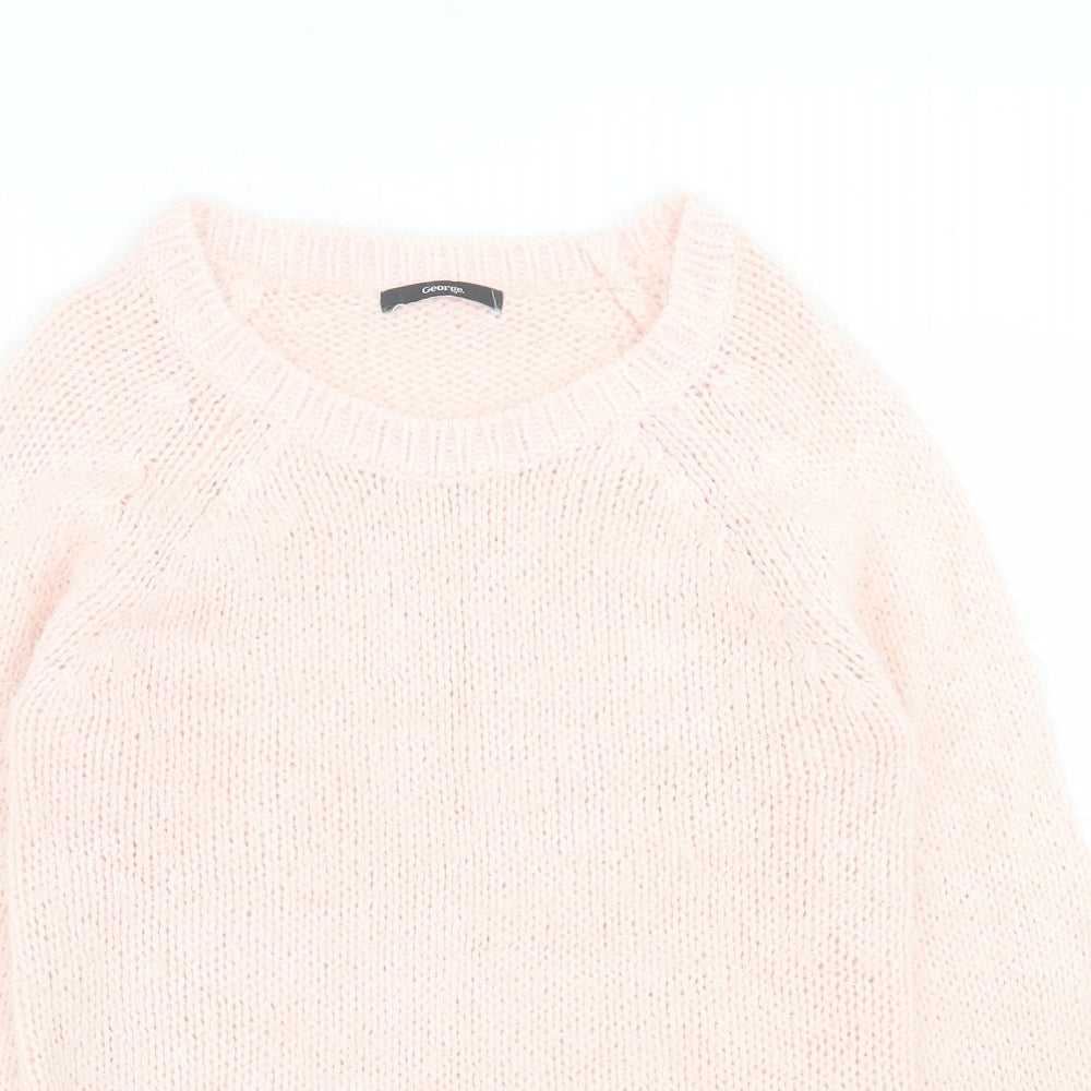 George Womens Pink Crew Neck  Acrylic Pullover Jumper Size 10