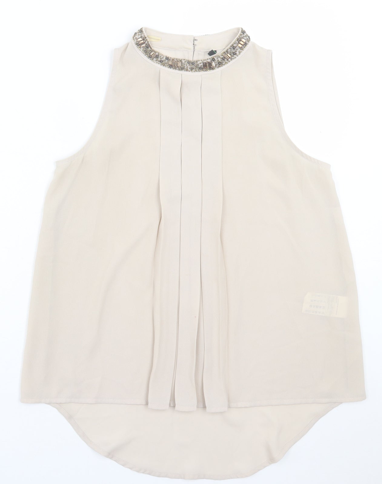 Benneton  Womens Beige  Polyester Basic Tank Size XS Crew Neck
