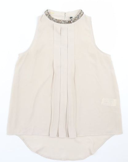 Benneton  Womens Beige  Polyester Basic Tank Size XS Crew Neck