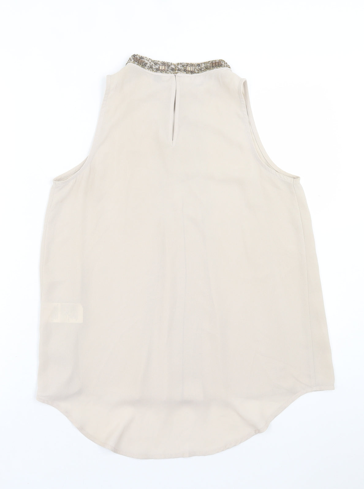 Benneton  Womens Beige  Polyester Basic Tank Size XS Crew Neck