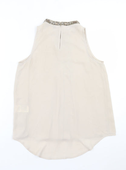 Benneton  Womens Beige  Polyester Basic Tank Size XS Crew Neck