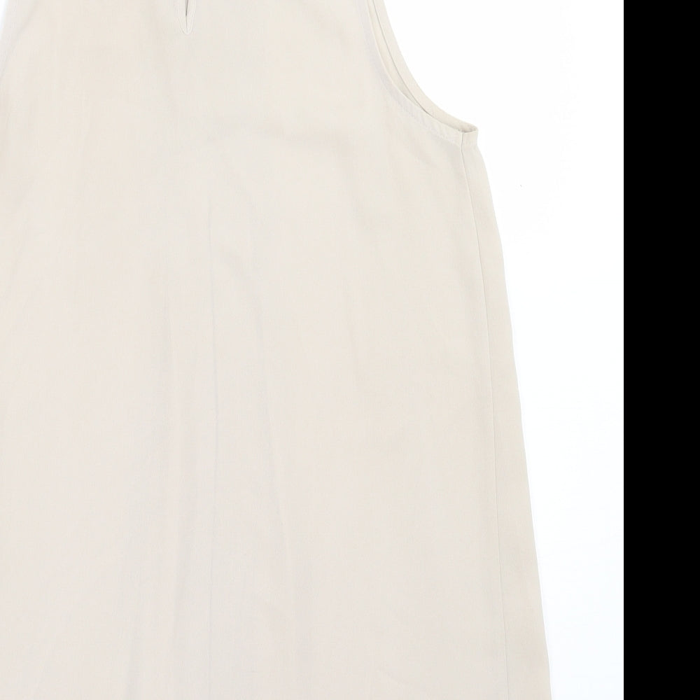 Benneton  Womens Beige  Polyester Basic Tank Size XS Crew Neck
