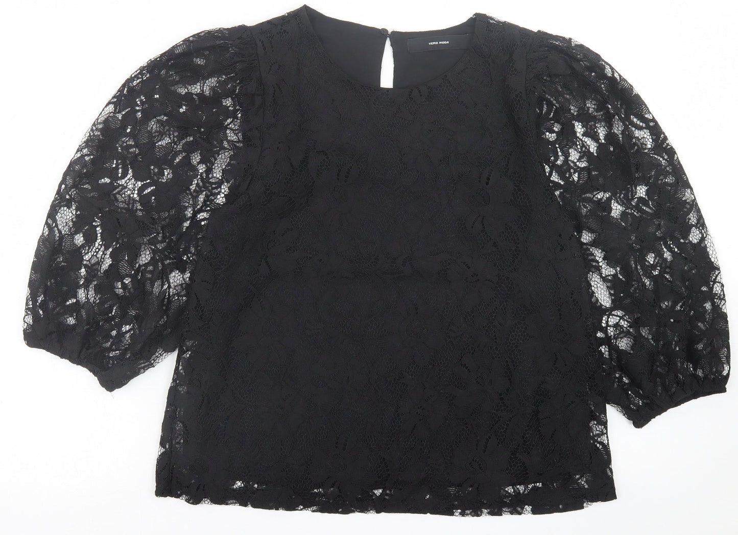 Womens UK Size M VERO MODA Black Basic Blouse