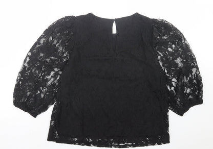 Womens UK Size M VERO MODA Black Basic Blouse