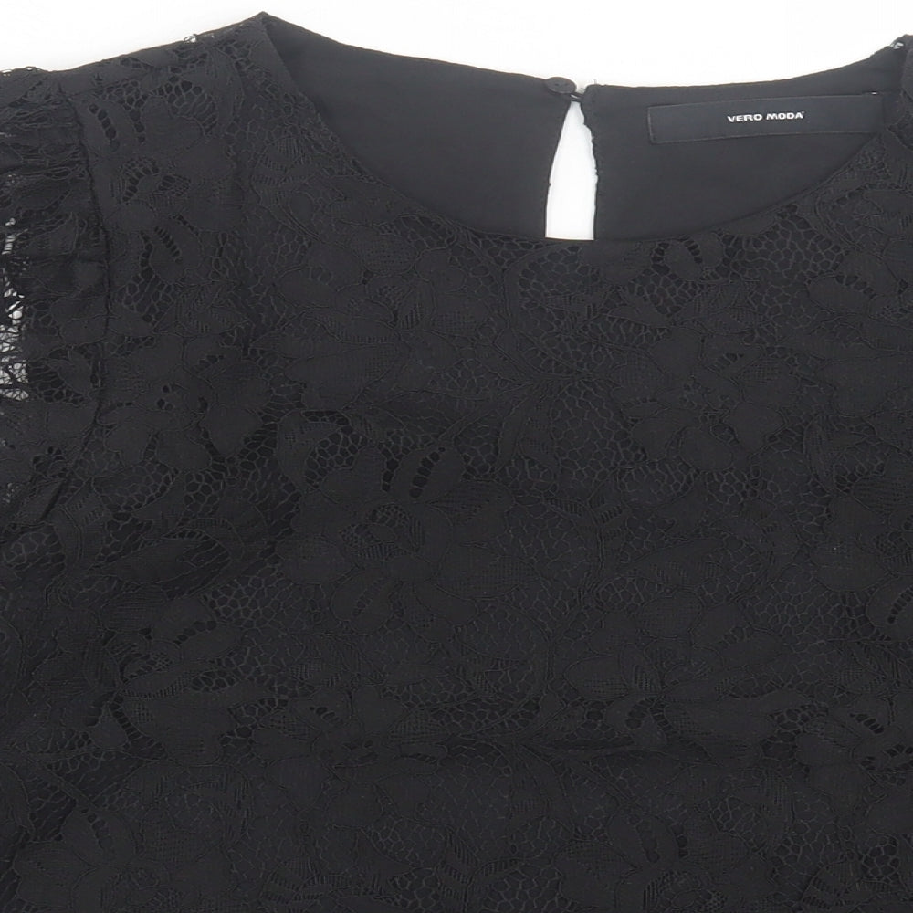 Womens UK Size M VERO MODA Black Basic Blouse
