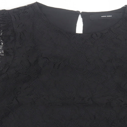 Womens UK Size M VERO MODA Black Basic Blouse