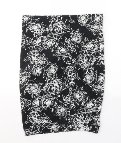 Papaya Womens Black Geometric Cotton A-Line Skirt Size 8