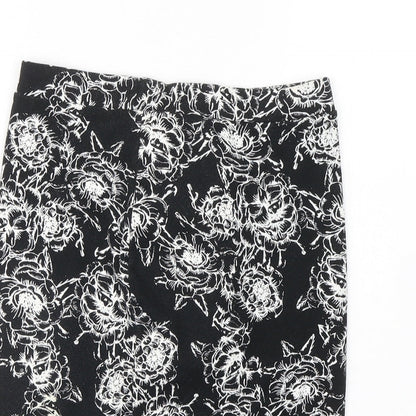 Papaya Womens Black Geometric Cotton A-Line Skirt Size 8