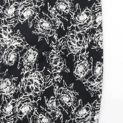 Papaya Womens Black Geometric Cotton A-Line Skirt Size 8