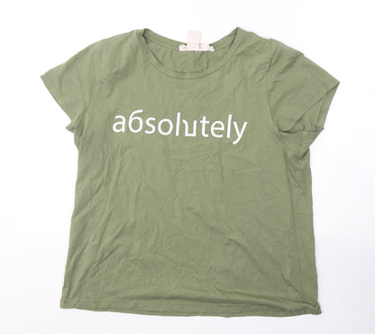 Womens UK Size L H&M Green Basic T-Shirt