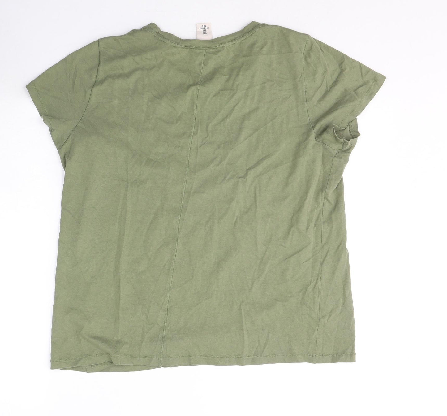Womens UK Size L H&M Green Basic T-Shirt