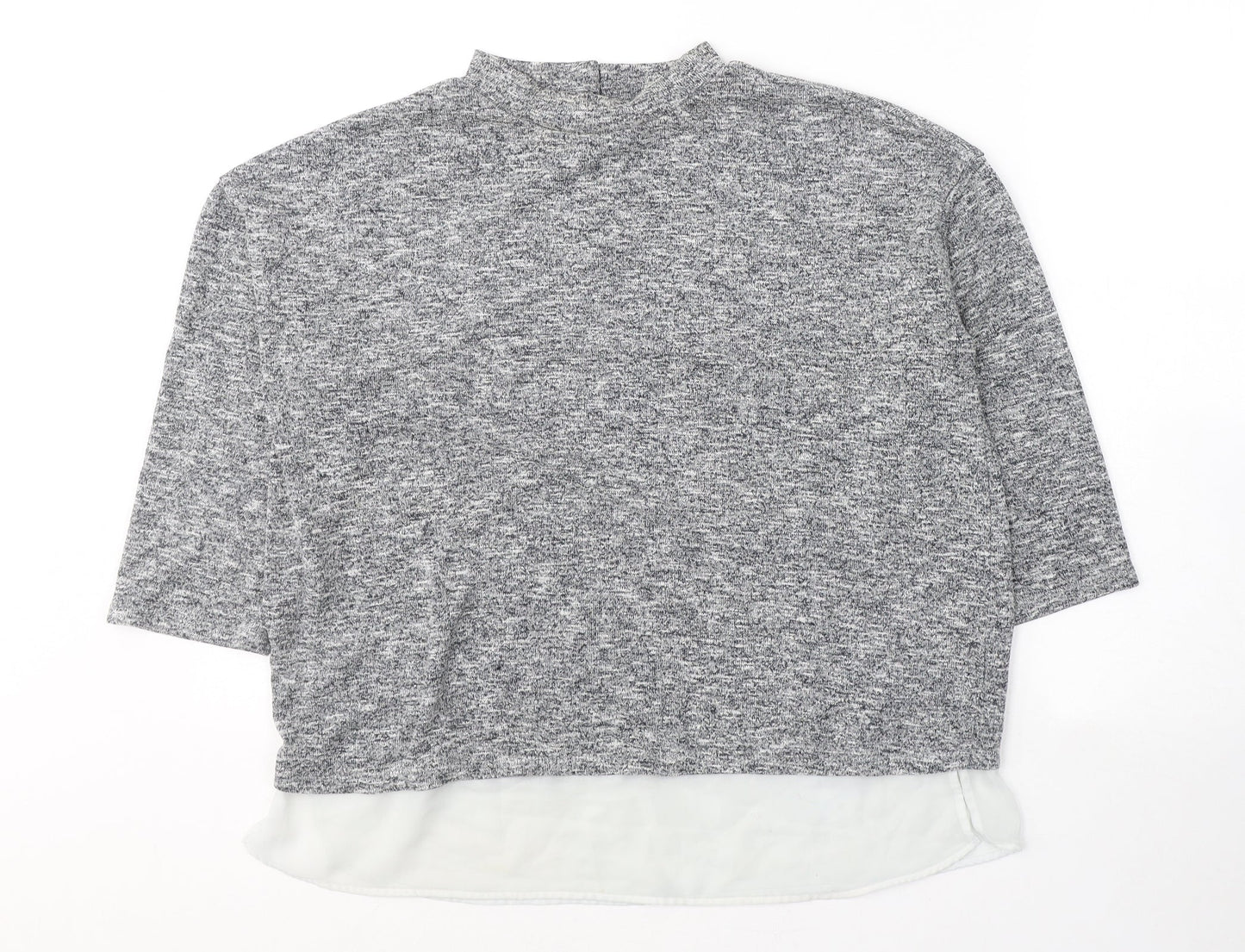 F&F Womens Grey  Viscose Basic Blouse Size 12 Round Neck