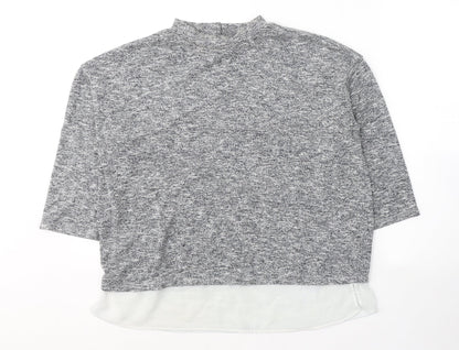 F&F Womens Grey  Viscose Basic Blouse Size 12 Round Neck