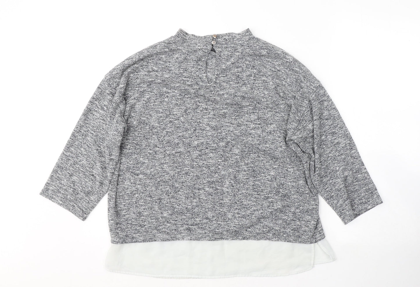 F&F Womens Grey  Viscose Basic Blouse Size 12 Round Neck